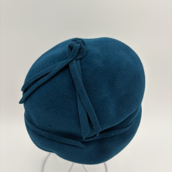 Vintage Sheraton Teal Wool Women's Hat Cap‎ Body Made In Italy - Picture 2 of 8